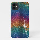 Rainbow Sparkle Metallic Elegant Personalisiert Case-Mate iPhone Hülle (Rückseite)
