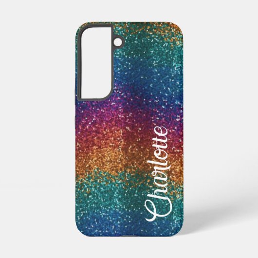 Rainbow Sparkle Metallic Elegant Personalisiert Samsung Galaxy Hülle (Rückseite)