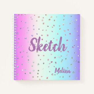 Rainbow Sparkle Monogram Sketchbook Notizblock