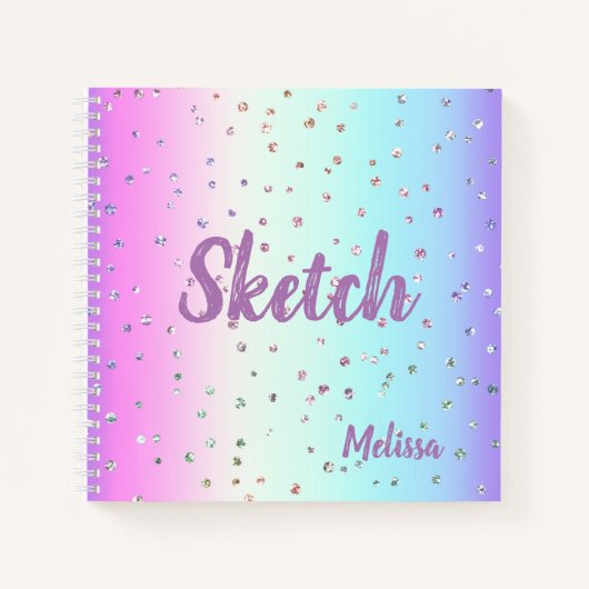 Rainbow Sparkle Monogram Sketchbook Notizblock (Vorderseite)