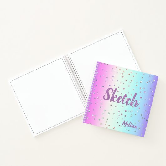 Rainbow Sparkle Monogram Sketchbook Notizblock (Innenseite)