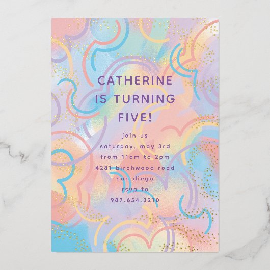 Rainbow Sparkles Folieneinladung (Vorderseite)