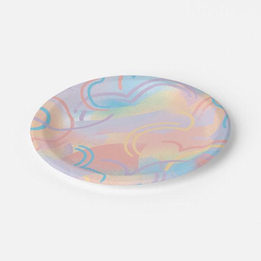 Rainbow Sparkles Paper Plate Pappteller (Schrägansicht)