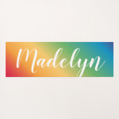 Rainbow Spectrum Custom Script Monogram Name Yogamatte (Rückseite (Horizontal))