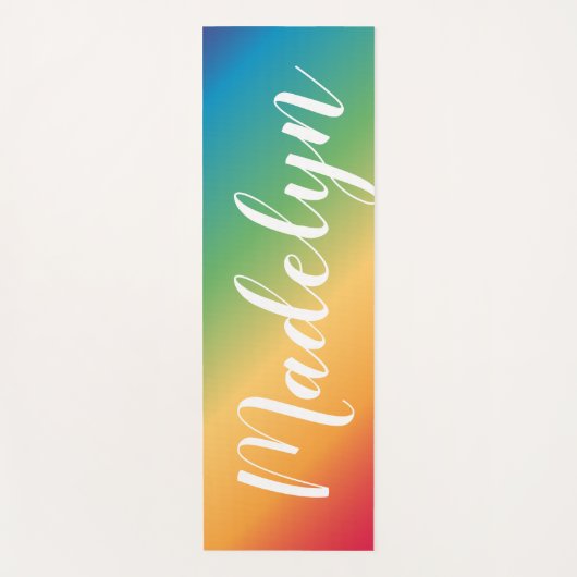 Rainbow Spectrum Custom Script Monogram Name Yogamatte (Vorderseite)