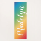 Rainbow Spectrum Custom Script Monogram Name Yogamatte (Rückseite)