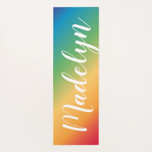 Rainbow Spectrum Custom Script Monogram Name Yogamatte (Rückseite)