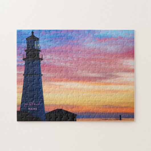 Rainbow Spectrum Sunrise Portland Head Lighthouse Puzzle (Horizontal)
