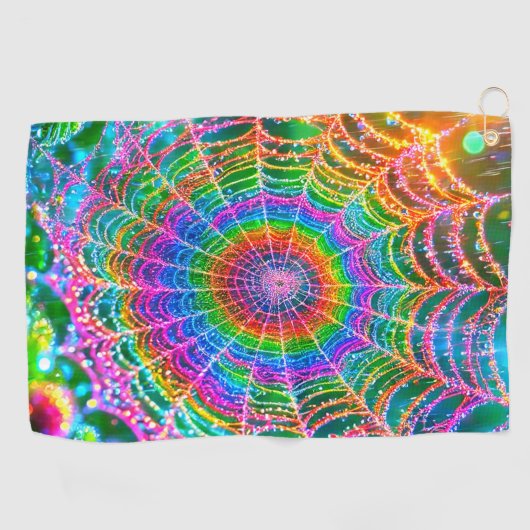Rainbow Spider Web Golfhandtuch (Horizontal)