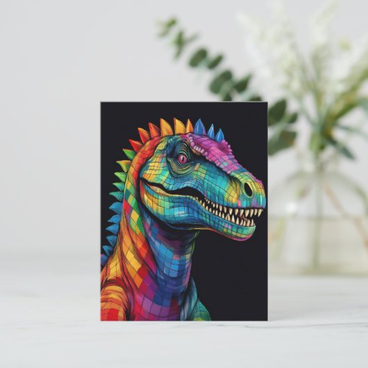 Rainbow Spikes Dinosaur Postkarte (Stehend Vorderseite)