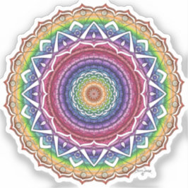 Rainbow Spiral and Geometric Blume Mandala Aufkleber