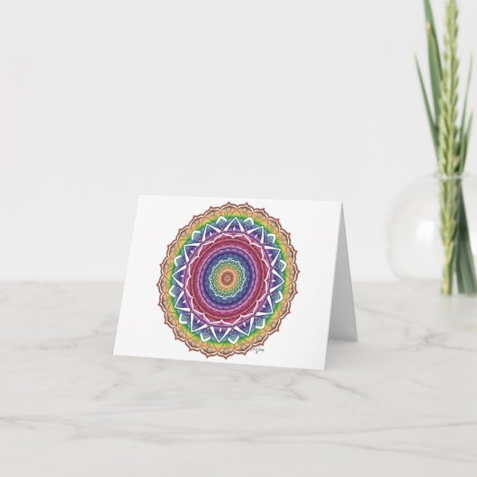 Rainbow Spiral and Geometric Blume Mandala Karte (Vorderseite)
