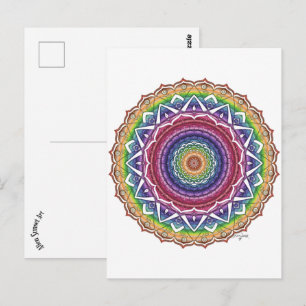 Rainbow Spiral and Geometric Blume Mandala Postkarte