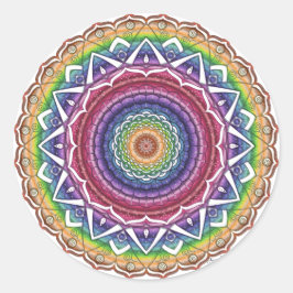 Rainbow Spiral and Geometric Blume Mandala Runder Aufkleber