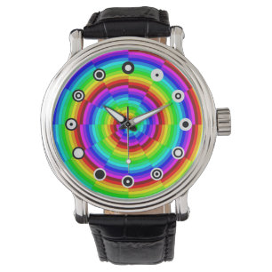 Rainbow Spiral (Binary Face) von Kenneth Yoncich Armbanduhr