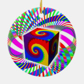 Rainbow Spiral Cube Keramik Ornament (Hinten)