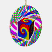 Rainbow Spiral Cube Keramik Ornament (Rechts)