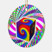 Rainbow Spiral Cube Keramik Ornament (Links)