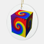 Rainbow Spiral Cube Keramik Ornament (Links)