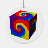 Rainbow Spiral Cube Keramik Ornament (Hinten)