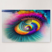 Rainbow Spiral Eye Abstrakt Hypnotic Visionary Puzzle (Horizontal)