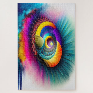 Rainbow Spiral Eye Abstrakt Hypnotic Visionary Puzzle