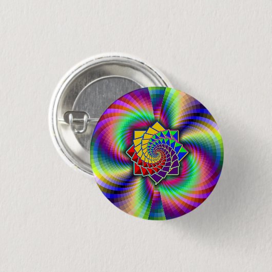 Rainbow Spiral Mathe Art Button (Vorne & Hinten)