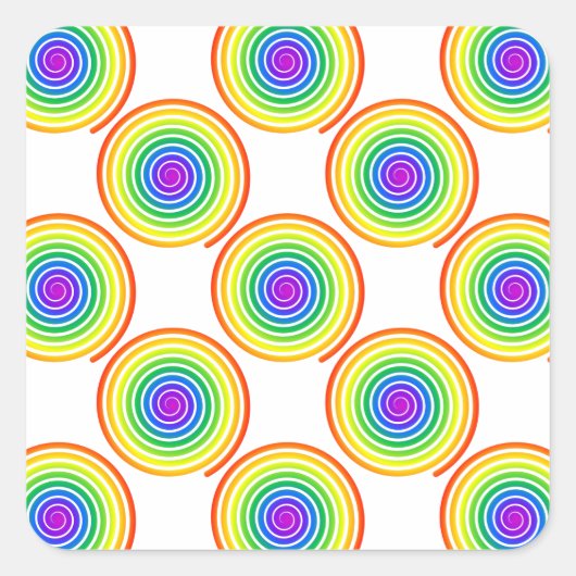 Rainbow Spiral Muster Quadratischer Aufkleber (Vorderseite)