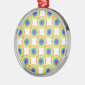 Rainbow Spiral Muster Silbernes Ornament (Links)