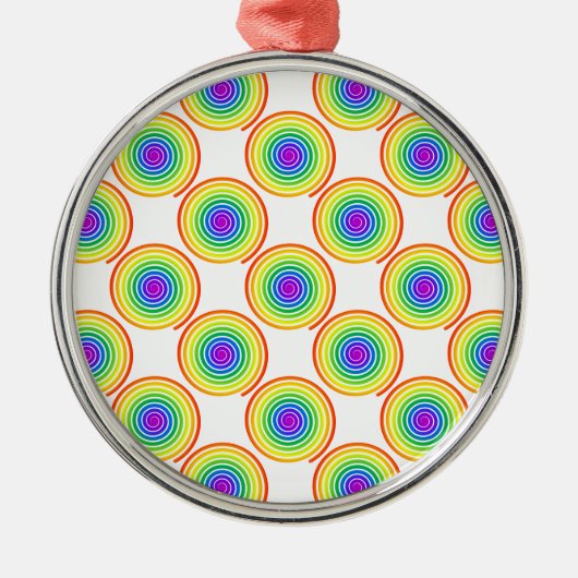 Rainbow Spiral Muster Silbernes Ornament (Vorne)