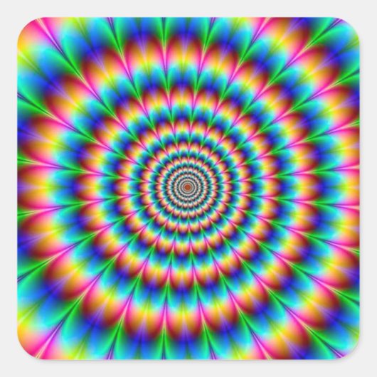 Rainbow Spiral Optical Illusion Quadratischer Aufkleber (Vorderseite)