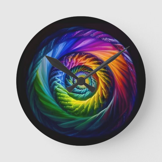 Rainbow Spiral Out Runde Wanduhr (Vorderseite)