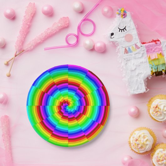 Rainbow Spiral Pappteller (Party)