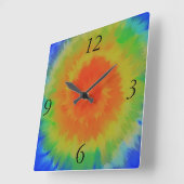 Rainbow Spiral Quadratische Wanduhr (Winkel)