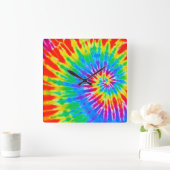 Rainbow Spiral Tie Dye Clock Quadratische Wanduhr (Zuhause)