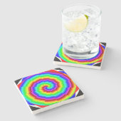 Rainbow Spiral von Kenneth Yoncich Steinuntersetzer (Seitenansicht)