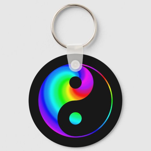 Rainbow Spiral Yin Yang Symbol Schlüsselanhänger (Vorderseite)