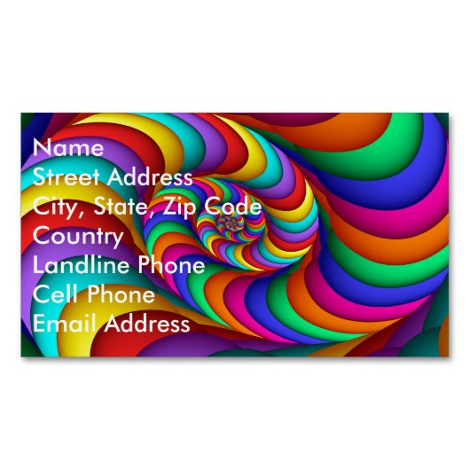 Rainbow Spirale Abstraktes Fine Fraktal Art Magnetische Visitenkarte (Vorderseite)