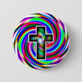 Rainbow-Spiralkreuz Button