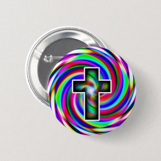 Rainbow-Spiralkreuz Button (Vorne & Hinten)