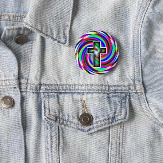 Rainbow-Spiralkreuz Button (Beispiel)