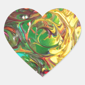 Rainbow Spirals Abstrakte Malerei Herz-Aufkleber