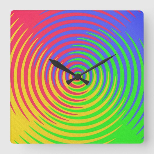 Rainbow Spiraluhr Quadratische Wanduhr (Vorderseite)
