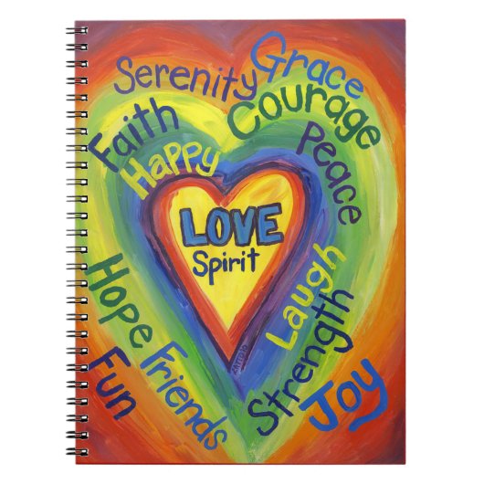 Rainbow Spirit Heart Liebe Art Journal Notizblock (Vorderseite)