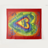 Rainbow Spirit Liebe Heart Tapestry Wand hängen Wandteppich (Vorderseite (Horizontal))