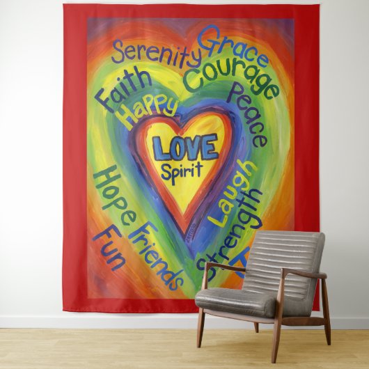 Rainbow Spirit Liebe Heart Tapestry Wand hängen Wandteppich (Beispiel)