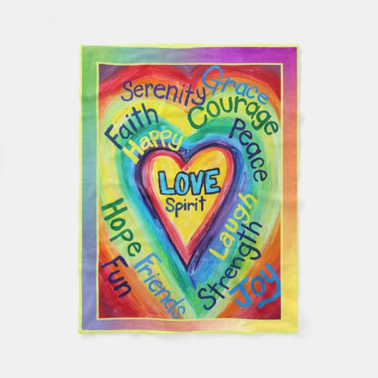 Rainbow Spirit Words Blanket Fleecedecke (Vorderseite)
