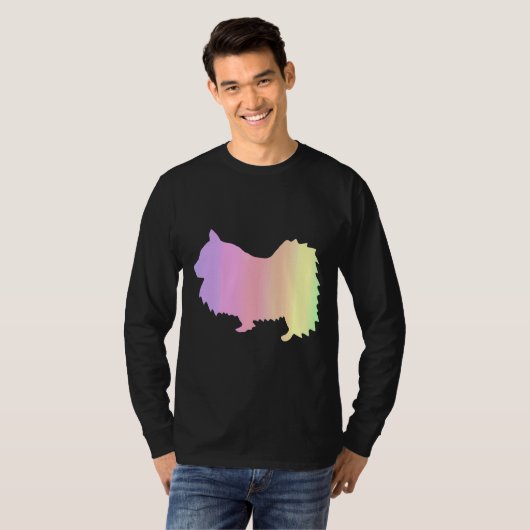 Rainbow Spitz Hund Kontur T-Shirt (Vorne ganz)