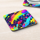 Rainbow Splash Art Getränkeuntersetzer (Linke Seite)