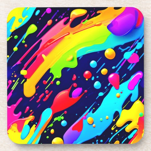 Rainbow Splash Art Getränkeuntersetzer (Vorderseite)
